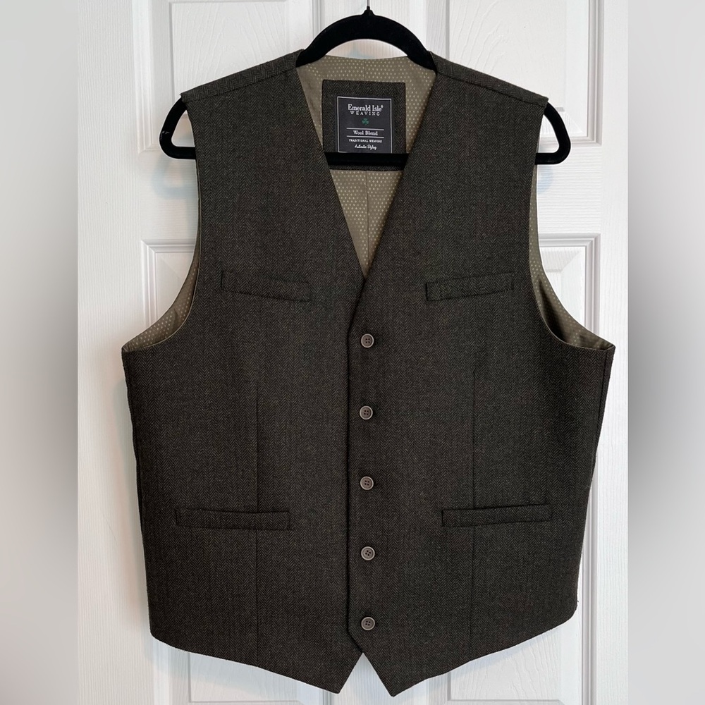 Emerald Isle Weaving, Men’s Wool blend vest, green size L